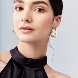 Oblong hoop earrings gold easter